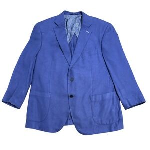 Smith & James Blazer Mens 54 Blue Two Button Sport Coat Jacket Notch Lapel